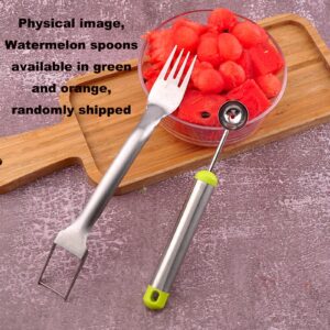 Agirlvct Watermelon Cutter Slicer, Stainless Steel 2-in-1 Fork Slicer & Fruit Digging Spoon,Dual Head Fruit Forks Slicer Knife Tool Set for Home Party Camping Kitchen Restaurant School Gadget(2 Pack)