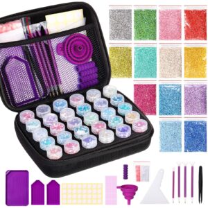 bulyoou 61 pcs diamond art painting storage kit,bead storage containers (30 slots) and 60 bags diamond beads with diamond art accessories tools kit for diy craft diamond art accessories