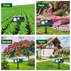 2024 Solar Ultrasonic Animal Repellent Outdoor Cat Deterrent with Motion Sensor for Deer Squirrel Cat Dog Skunk Rabbit Raccoon, Deer Repellent Devices Skunk Repellent for Yard Garden, 4 Pack