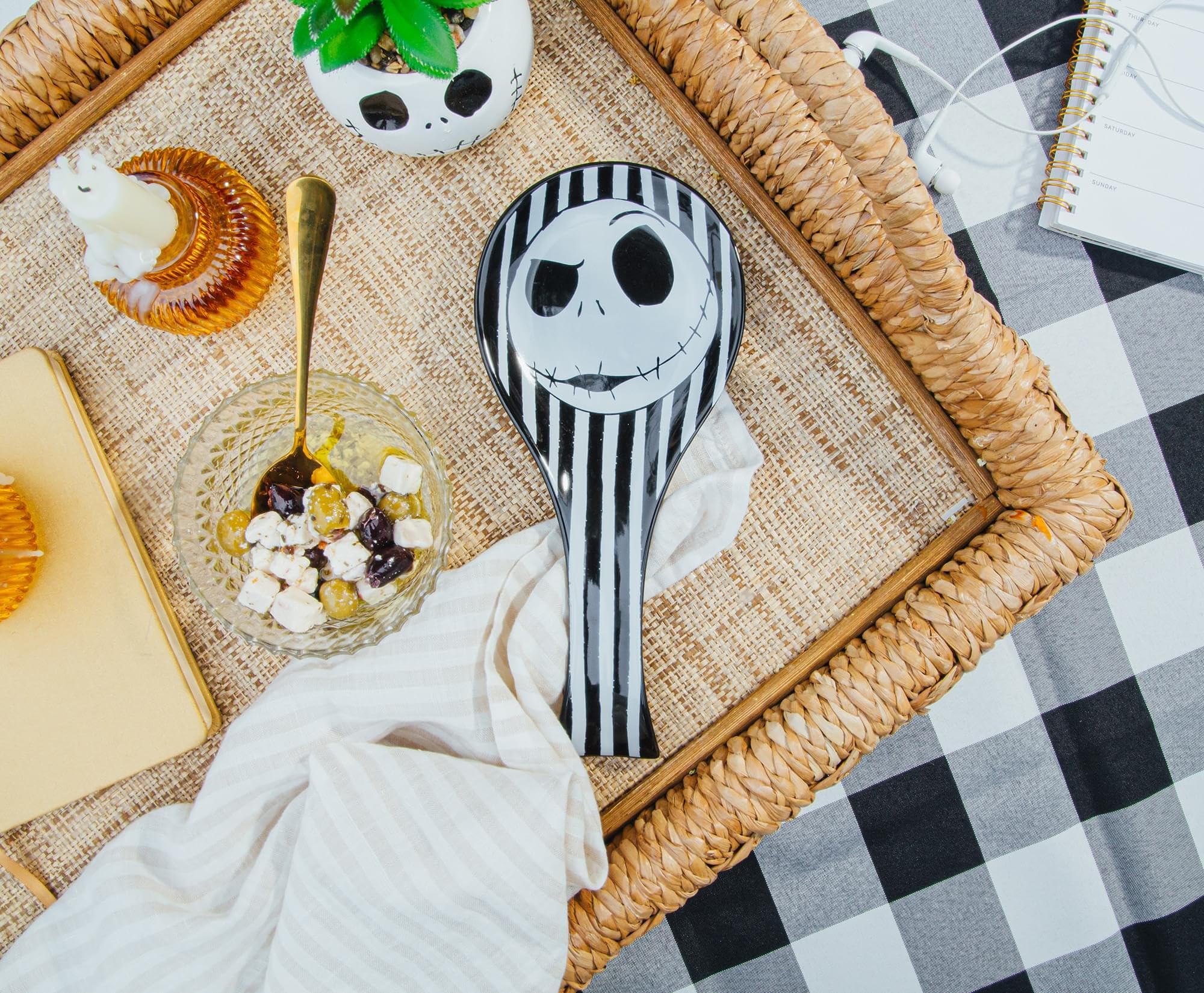 Disney The Nightmare Before Christmas Jack Skellington Ceramic Spoon Rest Holder | Kitchen Organizer For Utensils To Keep Countertop Clean