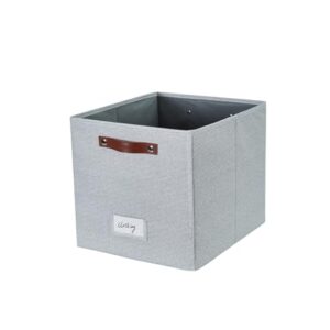 DECOMOMO Storage Baskets 13x15x13 Storage Cube Bins with Label Holders, Kallax Storage Cubes for Organizing Shelves Nursery Toy (Kallax / 4pcs, Light Textured Grey)