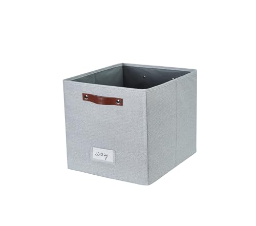 DECOMOMO Storage Baskets 13x15x13 Storage Cube Bins with Label Holders, Kallax Storage Cubes for Organizing Shelves Nursery Toy (Kallax / 4pcs, Light Textured Grey)