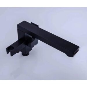 Freestanding Bathtub Faucet Single Handle Floor Mounted Tub Filler with Hand Shower in Black