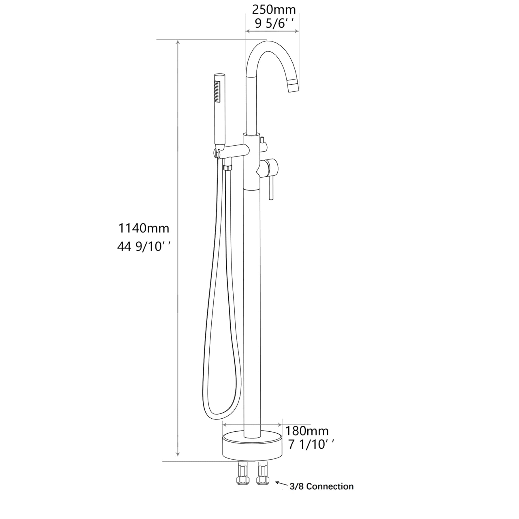 Freestanding Bathtub Faucet with Hand Shower