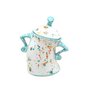 laodou canister with attitude，large ceramics jar with lid,cute sassy tea pot storage canister with airtight lid fun food storage jar stylish teapot, for coffee tea sugar spices and more (cyan)