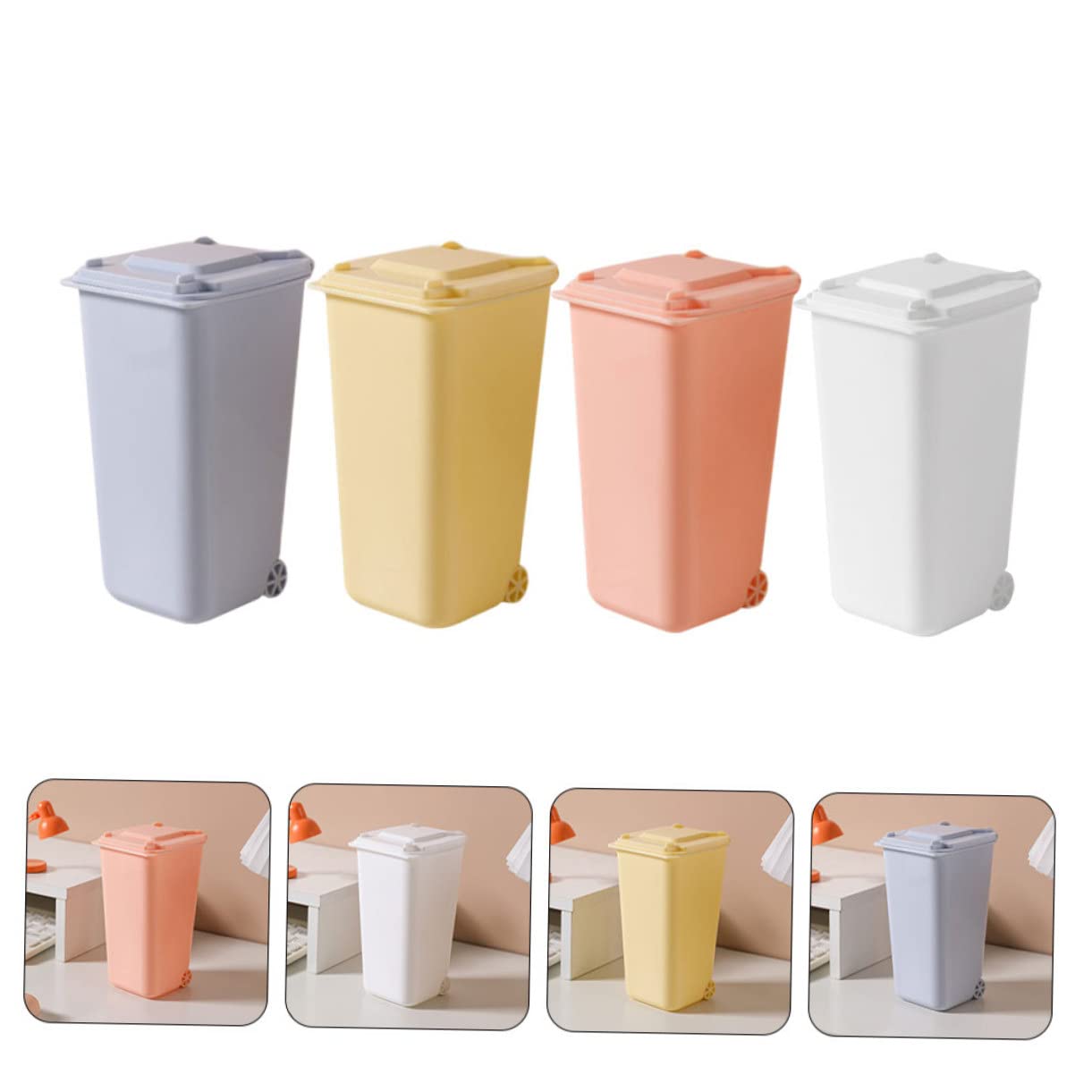 VOSAREA 8 Pcs Desktop Trash Can Countertop Trash Bin Table Trash Can Desktop Garbage Can Kitchen Cabinet Trash Can Office Desktop Trash Bin Creative Mini Trash Bin Desk Trash Can Desk Bin