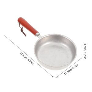 Amosfun Mini Egg Frying Pan 5 Inch Nonstick Omelet Pan Stainless Steel Pancakes Skillet with Wooden Handle