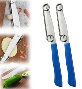 brifeel quick slicing knife, 2024 new 3 in 1 multifunctional fruit peeling knife with removable spring, kitchen household sharp stainless steel fruit and vegetable fruit slicing knife (blue 2pcs)