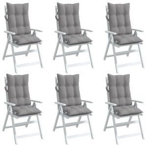 vidaxl highback chair cushions set of 6 - gray oxford fabric seat pads for outdoor patio/garden high-back chairs - water-resistant & soft filling