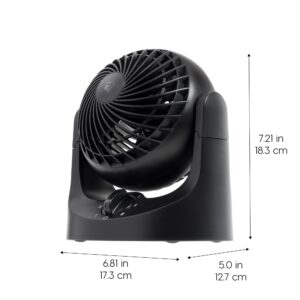 IRIS USA WOOZOO Fan, Small Desk Fan, 3 Speeds, 32ft Max Air Distance, Mini Fan 7 Inches, 112° Adjustable Tilt, 27.5 db Low Noise, Tabletop Air Circulator for Bedroom Dorm Office, Black