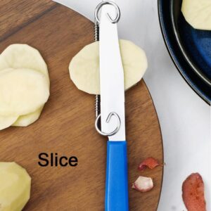 BRIFEEL Quick Slicing Knife, 2024 New 3 in 1 Multifunctional Fruit Peeling Knife with Removable Spring, Kitchen Household Sharp Stainless Steel Fruit and Vegetable Fruit Slicing Knife (Blue 2pcs)