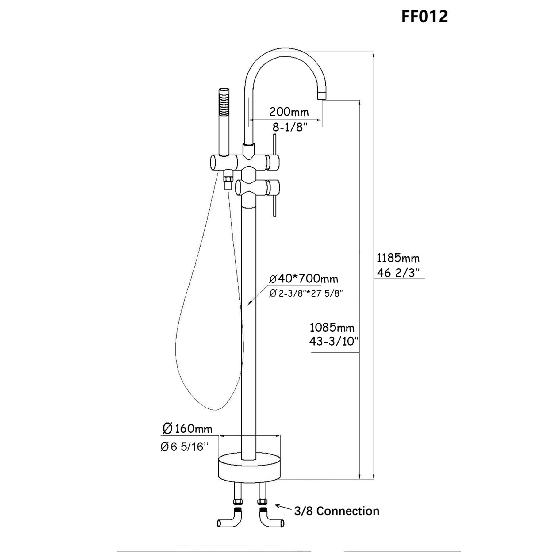 Freestanding Bathtub Faucet with Hand Shower