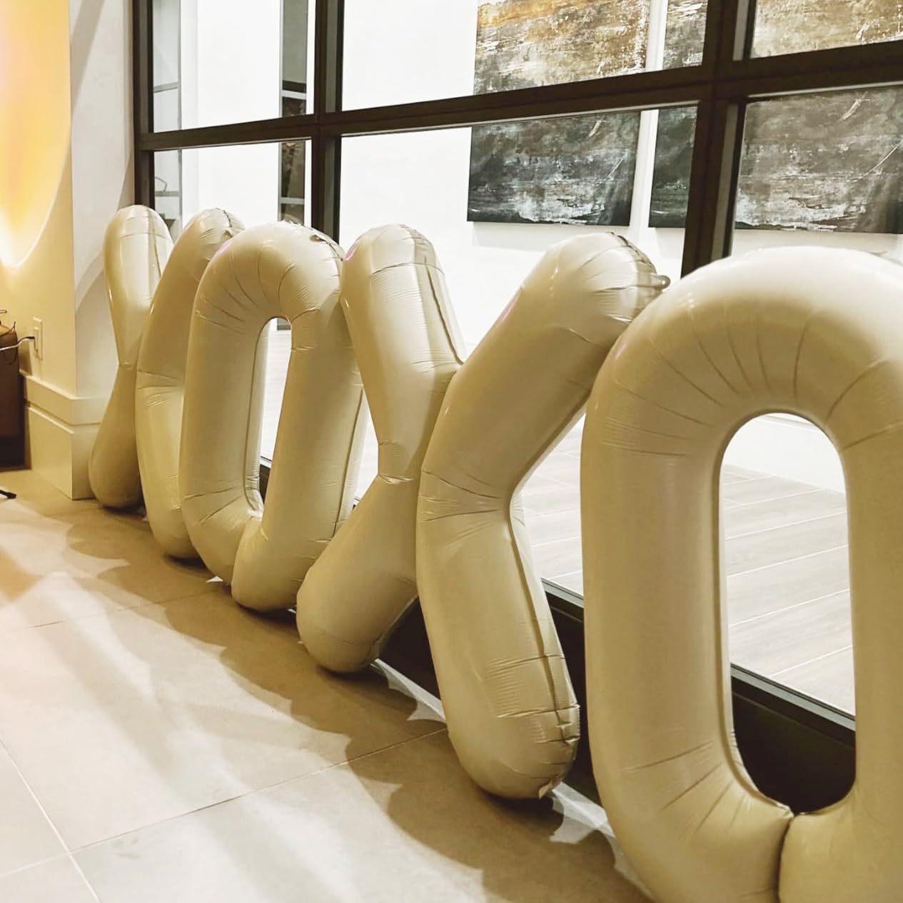 YUNSHANGMO Letter balloons 40 Inch Cream White Alphabet Balloons Beige Giant Foil for Wedding, Birthday, Bridal or Baby Shower Party Letter O Balloon