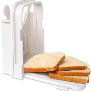 ZiChengXin Bread Slicer for Homemade Bread, Compact Bread Slicing Guide 3 Sizes Bread Loaf Slicer Thin Bread Cutter, Foldable Plastic Bread Slicer Machine, Manual Bread Slicer for Kitchen