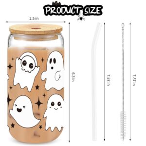 18 OZ Halloween Ghost Coffee Mug,Funny Halloween Gifts for Women,Halloween Tumbler with Lid and Straw,Halloween Decorations,Spooky Cups for Iced Coffee,Halloween Gifts for Women Her Sister Mom Dad