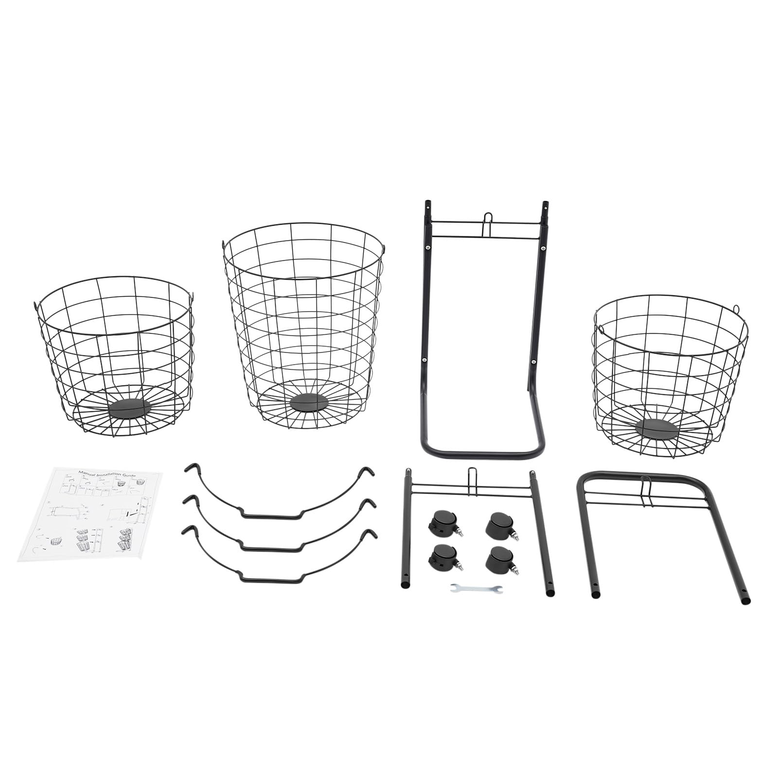 3 Tier Laundry Basket on Wheels, Large Laundry Hampers with 3 Removable Wire Basket, Clothing Sorting Laundry Baskets for Laundry Rooms, Balconies, Toilets, Bedrooms for Daily Necessities