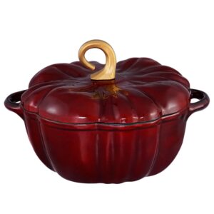 flavehc pumpkin dutch oven pot with lid 1.8 qt pumpkin cast iron dutch oven for bread baking red enameled cast iron dutch oven with handels