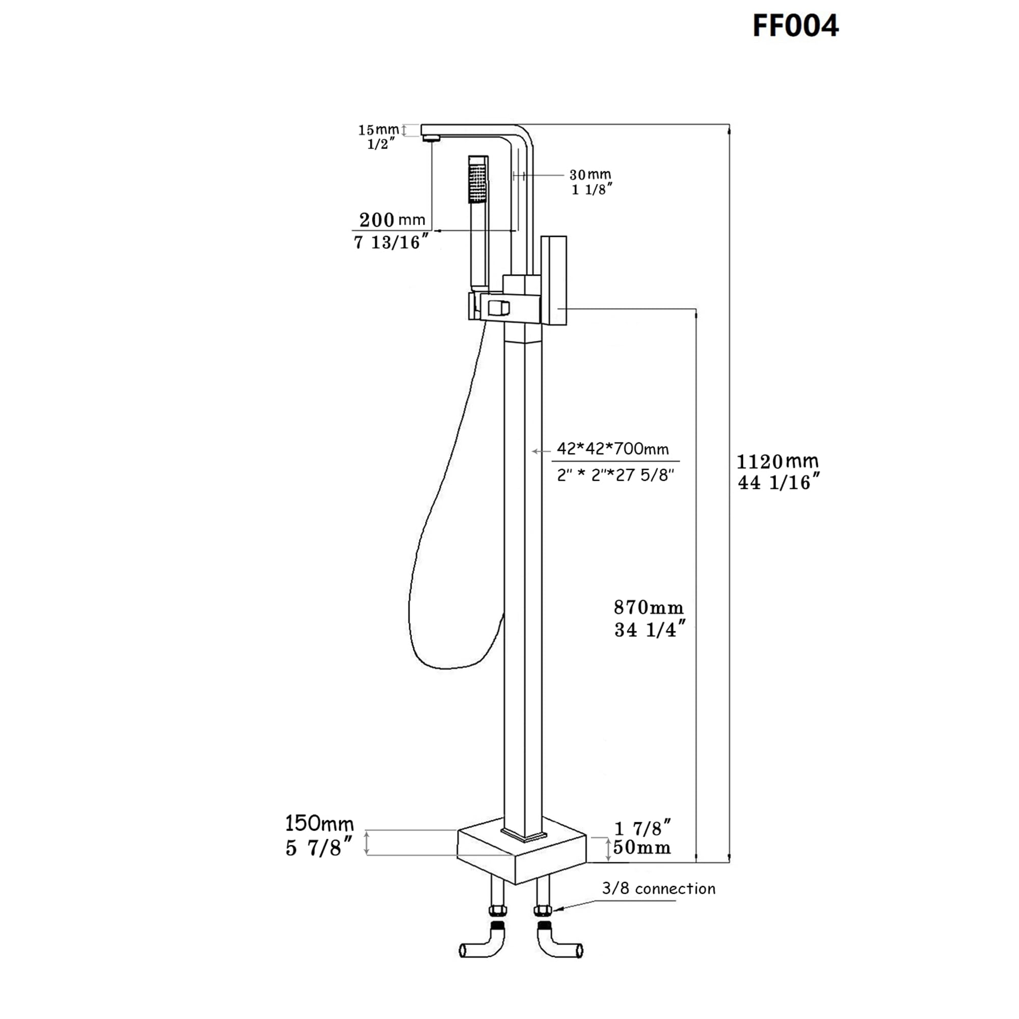 Freestanding Bathtub Faucet with Hand Shower