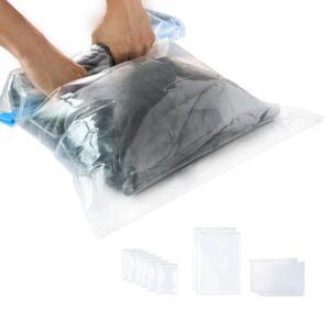 ezzntial 10+10 vacuum storage bags and ziplock set .travel accessories no vacuum or pump needed space saver bags.ziplock set for travel essentials.