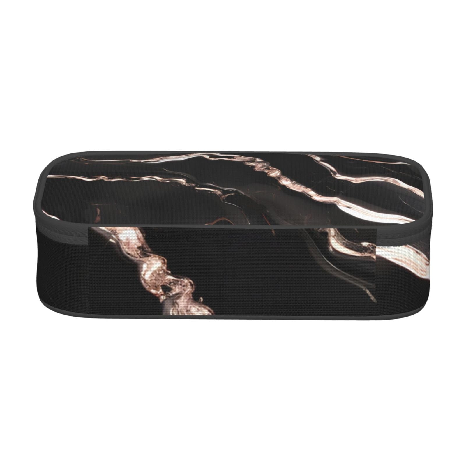 QHWLR Black rose gold Marble print Pencil Case Large Capacity Pen Pouch for interlayer Adults Cosmetic Bag Supplies ﻿