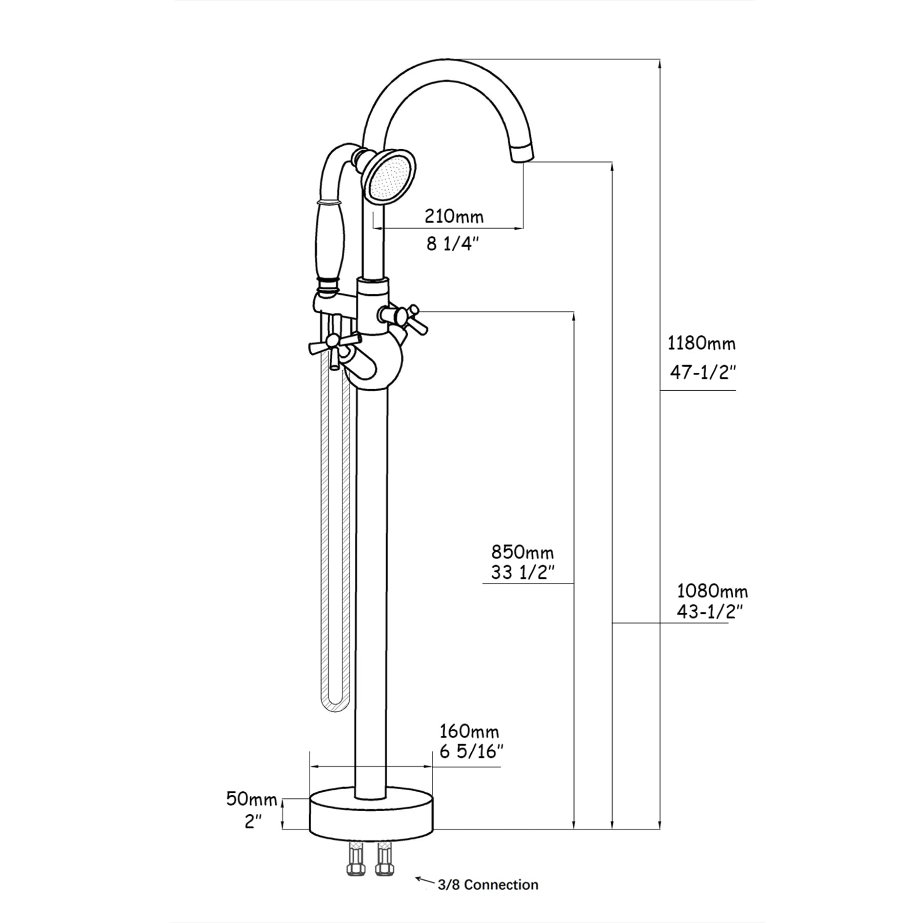 Freestanding Bathtub Faucet with Hand Shower