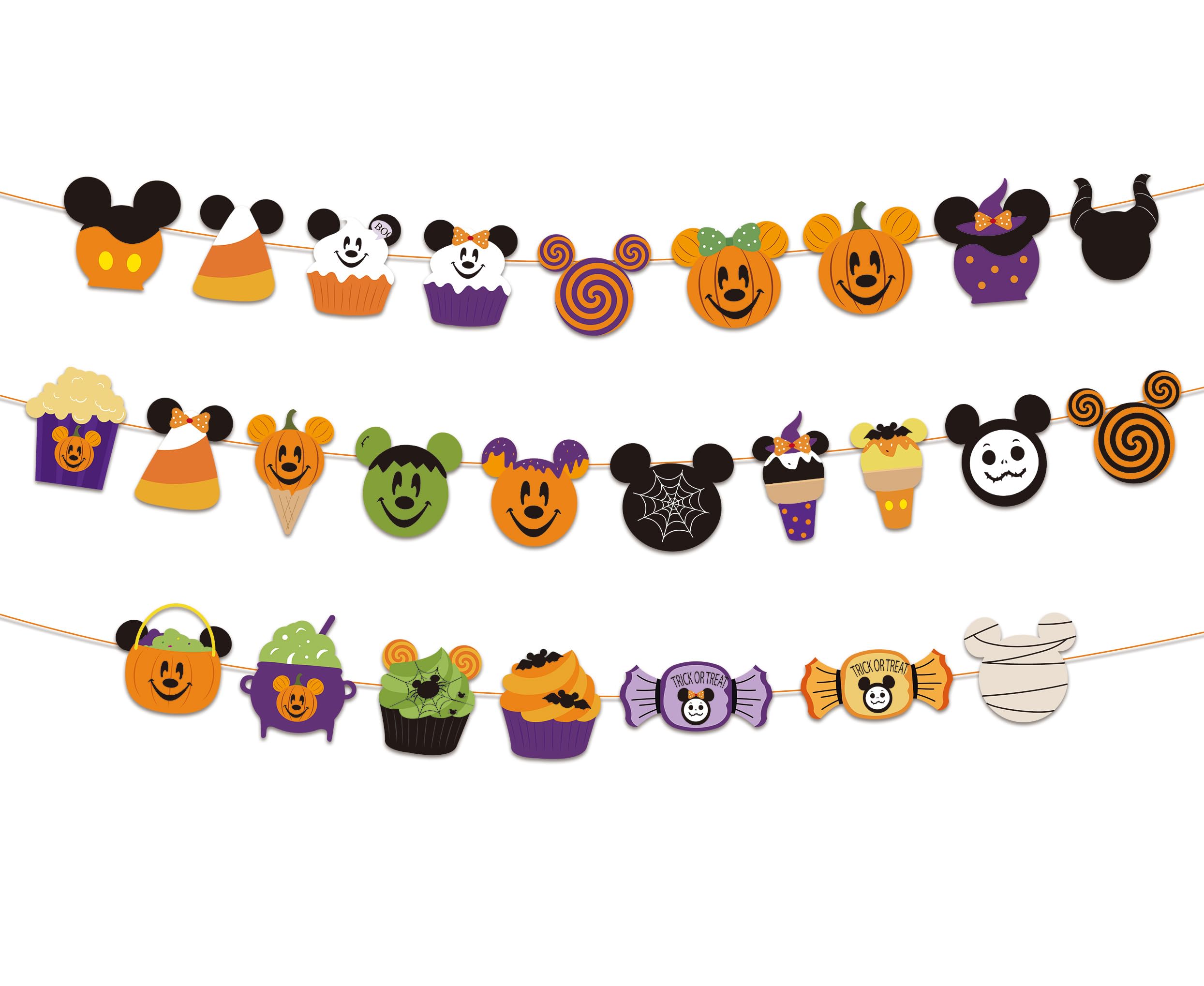 Mickeey Mouse Halloween Decorations Banner Pumpkin Style Halloween Banner Trick or Treat Halloween Garland Candy Banner for Halloween Party Decorations