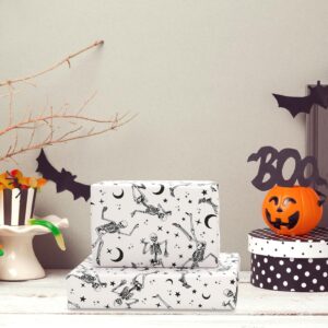 JarThenaAMCS Halloween Wrapping Paper - Mini Roll - 17 Inch x 32.8 Ft Dancing Skeleton Gift Wrap Paper Spooky Art Paper for DIY Crafts Home Party Supplies