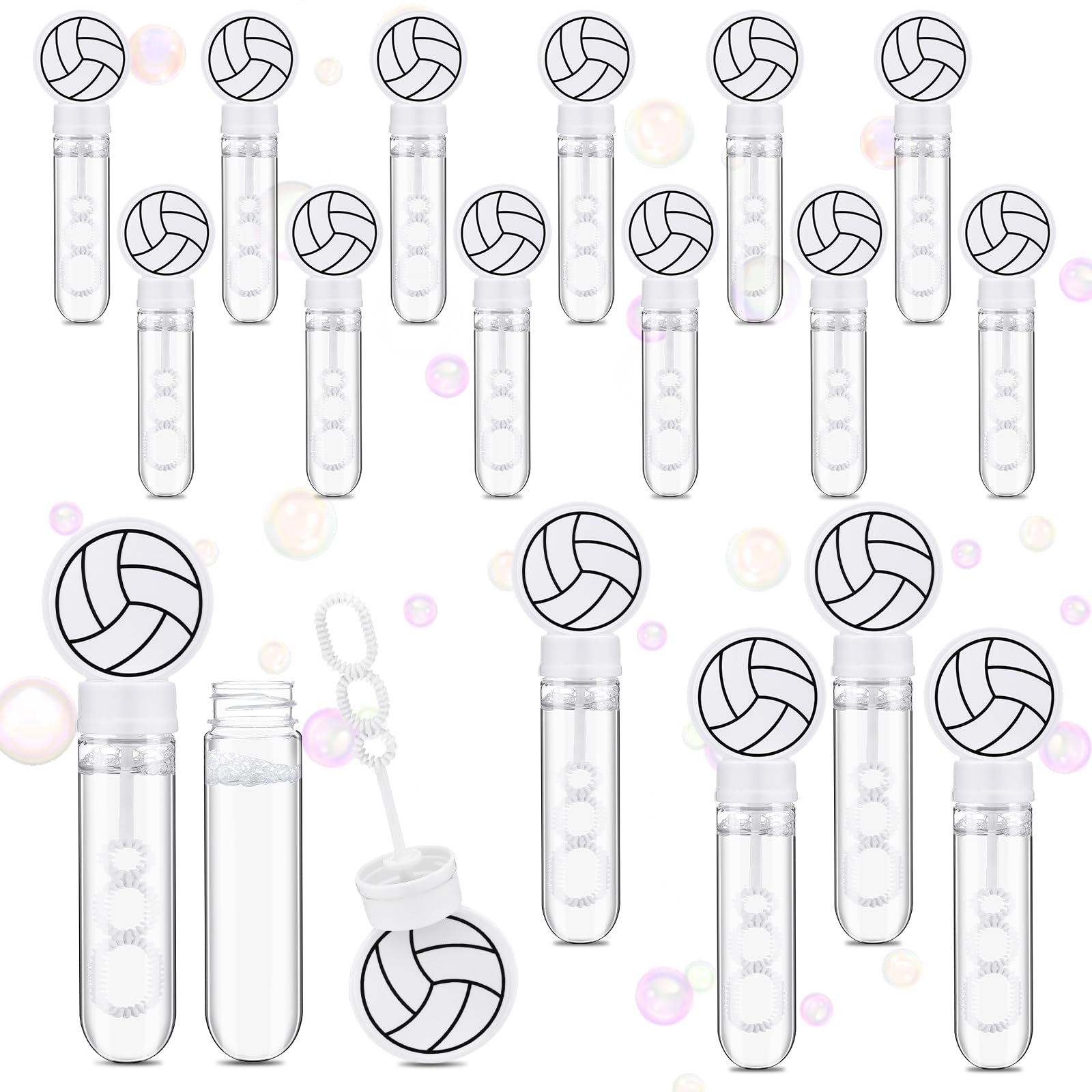 PullCrease 16 Pcs Volleyball Bubble Wands Party Favors Volleyball Gifts Birthday Bubble Wand Bulk Volleyball Party Decorations Volleyball Theme Birthday Party Supplies for Outdoor