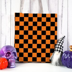 Whaline 12Pcs Halloween Cotton Fabric Bundles 10 x 10 Inch Spider Pumpkin Bat Plaid Stripe Dot Fat Quarters Orange Black Squares Sewing Fabrics for DIY Craft Party Decor