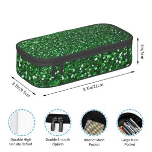 QHWLR Green Sequin Sparkle print Pencil Case Large Capacity Pen Pouch for interlayer Adults Cosmetic Bag Supplies ﻿, Black