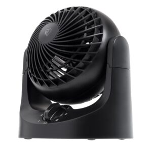 iris usa woozoo fan, small desk fan, 3 speeds, 32ft max air distance, mini fan 7 inches, 112° adjustable tilt, 27.5 db low noise, tabletop air circulator for bedroom dorm office, black