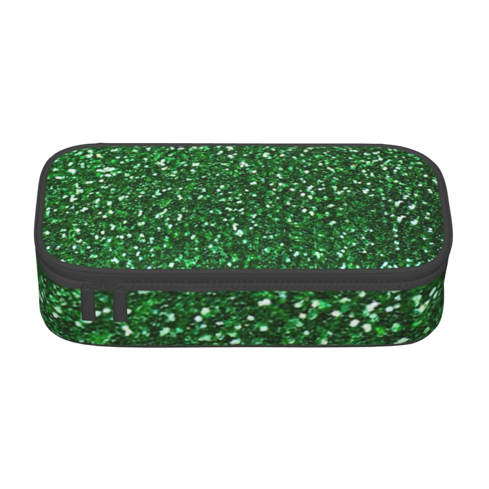 QHWLR Green Sequin Sparkle print Pencil Case Large Capacity Pen Pouch for interlayer Adults Cosmetic Bag Supplies ﻿, Black