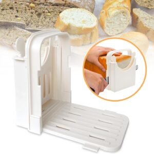 ZiChengXin Bread Slicer for Homemade Bread, Compact Bread Slicing Guide 3 Sizes Bread Loaf Slicer Thin Bread Cutter, Foldable Plastic Bread Slicer Machine, Manual Bread Slicer for Kitchen