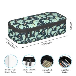 QHWLR Manatee Animals Calf print Pencil Case Large Capacity Pen Pouch for interlayer Adults Cosmetic Bag Supplies ﻿, Black