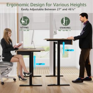 Our Modern Space 2-Drawer Height Adjustable 45" Electric Standing Desk - Upgraded Ultra Durable Home Office Large Rectangular Computer Table or Laptop Sit Stand Workstation - Maple