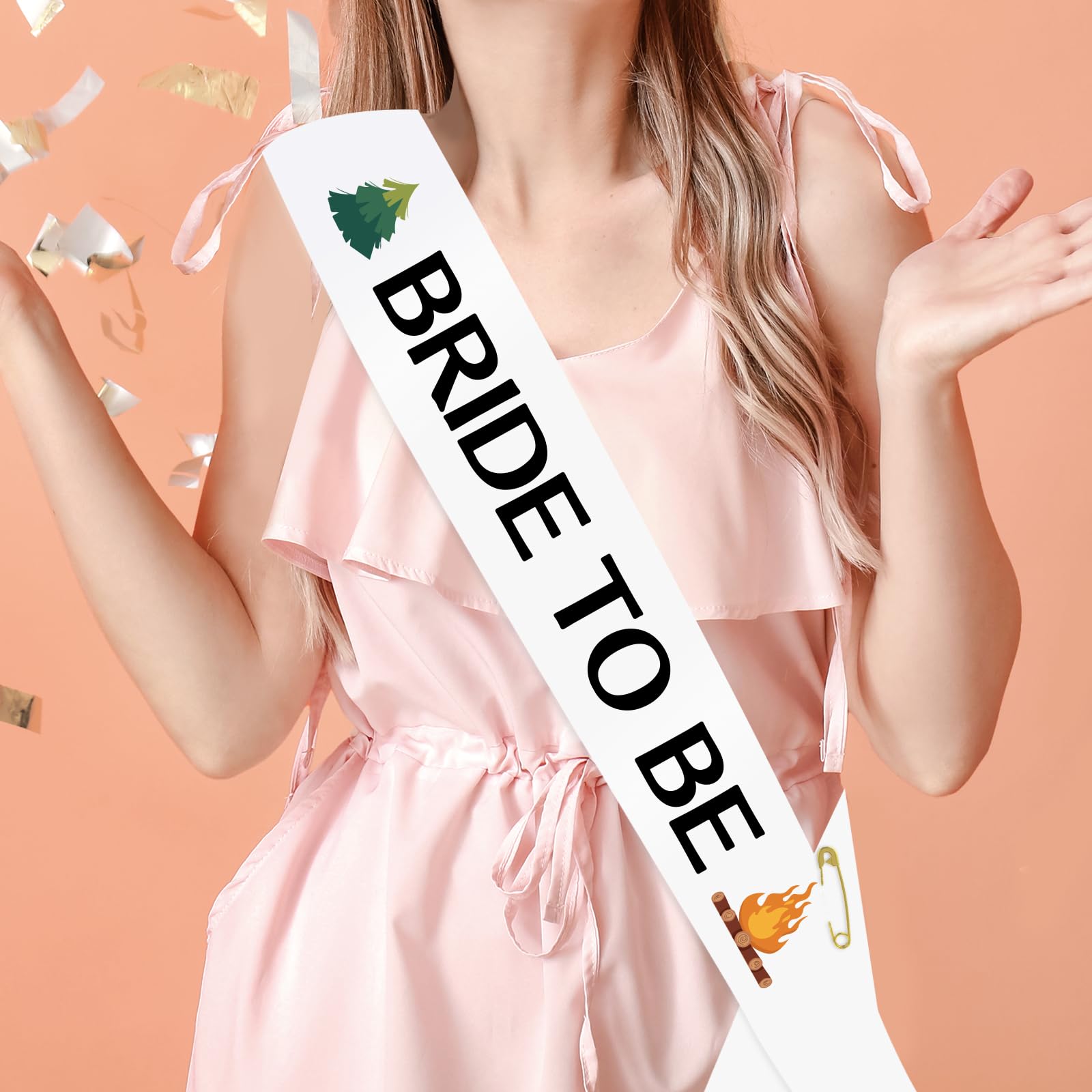 Bride to Be Sash Camp Bachelorette Party Supplies, Forest Campfire Themed Bachelorette Party Bridal Shower Bride to Be Sign Party Sash Nature's Wedding Party Decorations Black Glitter