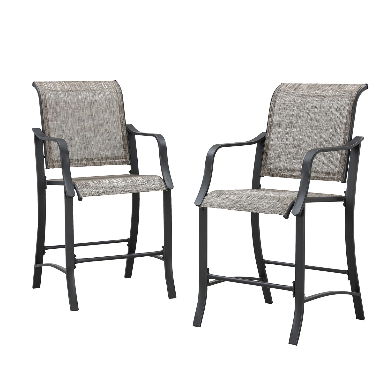 Generic WISLEY 2 Piece Outdoor Bar Stools,Textilene Fabric and Sturdy Steel Frame,All Weather Patio Chairs for Backyard poolside Garden(Grey)