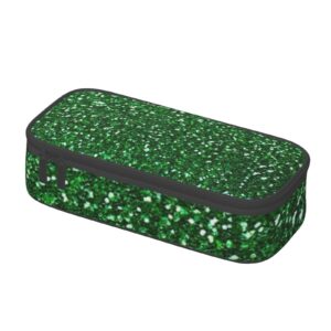 QHWLR Green Sequin Sparkle print Pencil Case Large Capacity Pen Pouch for interlayer Adults Cosmetic Bag Supplies ﻿, Black