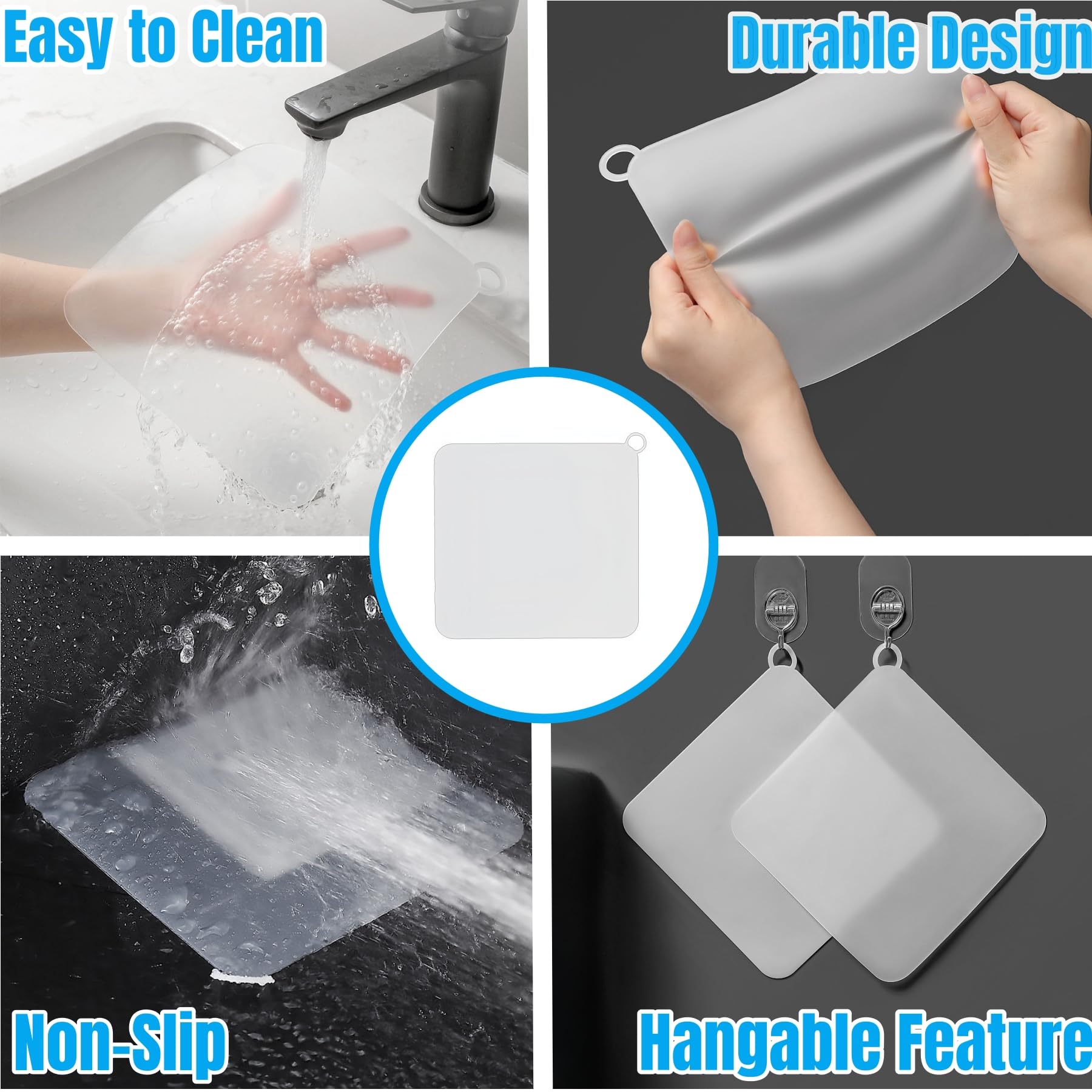 50 Pcs Shower Drain Hair Catcher Disposable, 4" X 4" Shower Drain Cover Mesh Stickers Easy to Install and Clean Suit for Bathtub, Bathroom, Kitchen and Laundry