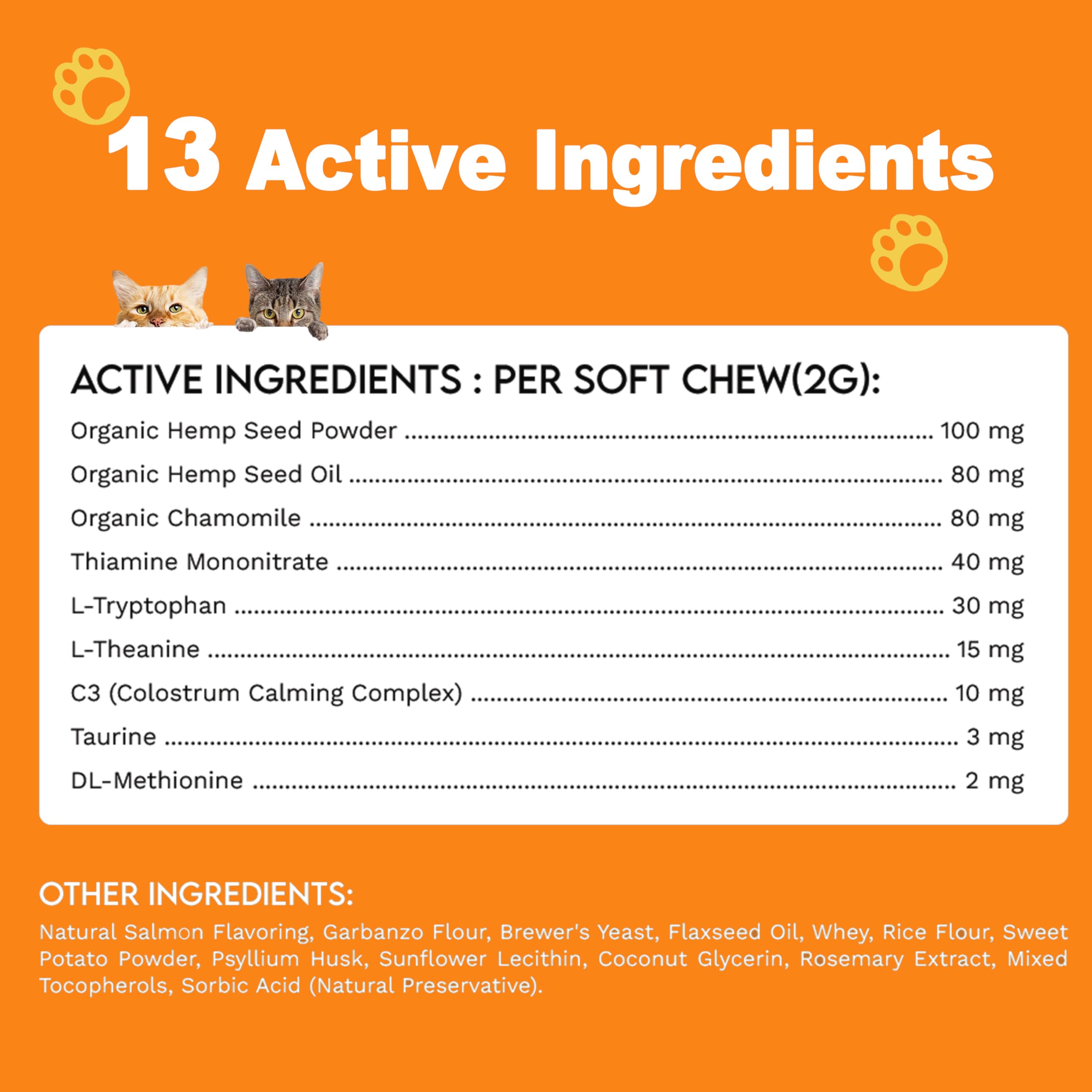 Munchy Chomps Calming Care Support for Cats - Stress Relief & Mellow Calming Chews with Hemp Seed & L-Theanine - Promotes Relaxation & Composure During Stressful Situations (Salmon)