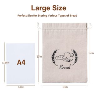 2 Pack Bread Bags for Homemade Bread Sourdough, Reusable Linen Sourdough Bread Bags with Plastic Lining, Large 17“×13” Homemade Bread Cloth Storage Bags for Artisan Bread, Round Loaf, Sourdough