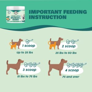 Benji & Louie Green Lipped Mussels Powder for Dogs and Cats 3.17 oz (90g) - 300 Servings - Sourced from USA - Rich in Omega-3 Fatty Acids for Joint, Skin & Coat Health, Made in USA