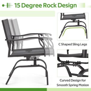 Danrelax 35" Outdoor Patio Dining Chairs Set of 2, Metal Sling Chairs with Spring Motion, for Patio, Porch, Deck, Backyard - Grey