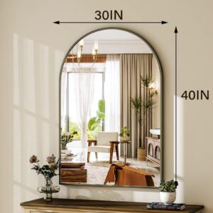 HARRITPURE 30"x40" Arched Bathroom Mirror - Black Wall Mounted Mirror - Black Arch Mirror - Aluminum Alloy Frame Bathroom Mirror Living Room, Bedroom, Bathroom and Entryway