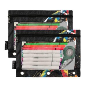 Hrzdove Baseball Players Sports Pencil Case Pouch for 3 Ring Binder 2 Set Small Pencil Bag Cases Zipper Pouch Clear Binder Organizer Pencil Pouches for College Office Storing Supplies Work