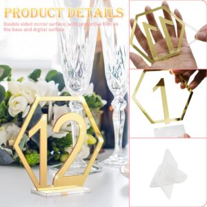 Wedding Table Numbers, Table Numbers 1-20, Gold Mirror Table Numbers and Acrylic Stands, Table Numbers for Wedding Reception, Centerpiece, Party, Anniversary