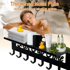 Hot Tub Towel Rack 8 Hooks with Shelf, Bathroom Towel Holder Organizer, Outdoor Wall Mount Hot Tub Accessories Decor to Hold Towels Robes and Coats in Bath, Hot Spring, Swim Pool, Hotel