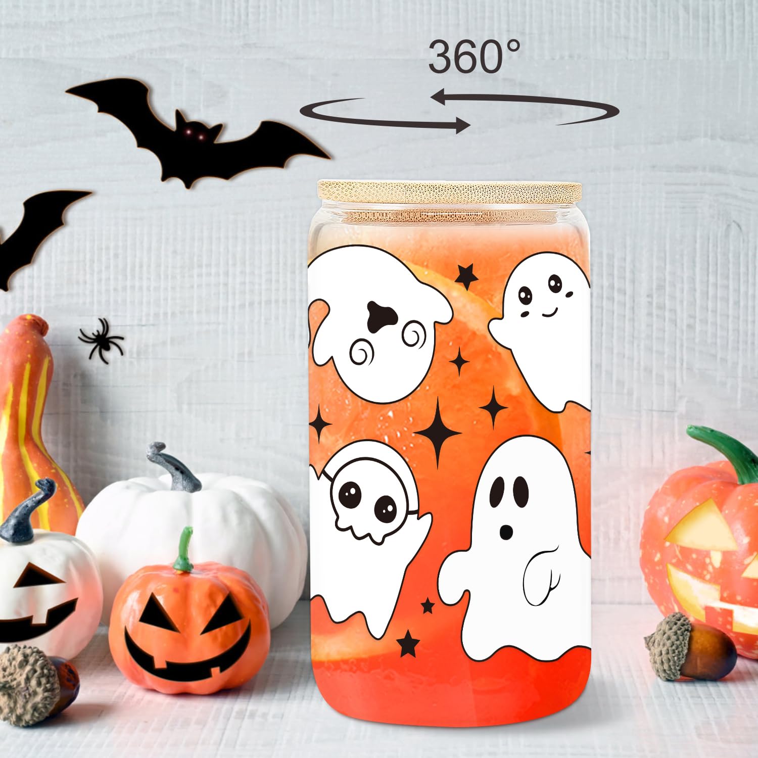 18 OZ Halloween Ghost Coffee Mug,Funny Halloween Gifts for Women,Halloween Tumbler with Lid and Straw,Halloween Decorations,Spooky Cups for Iced Coffee,Halloween Gifts for Women Her Sister Mom Dad