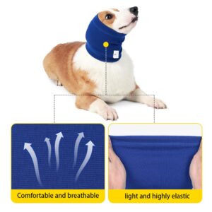 FDANDADE Quiet Ears for Dogs，Dog Hematoma Ear Wrap for Dogs Anxiety Relief – Noise Canceling for Fireworks, Thunderstorms, Pet Grooming & Force Drying(Blue M)