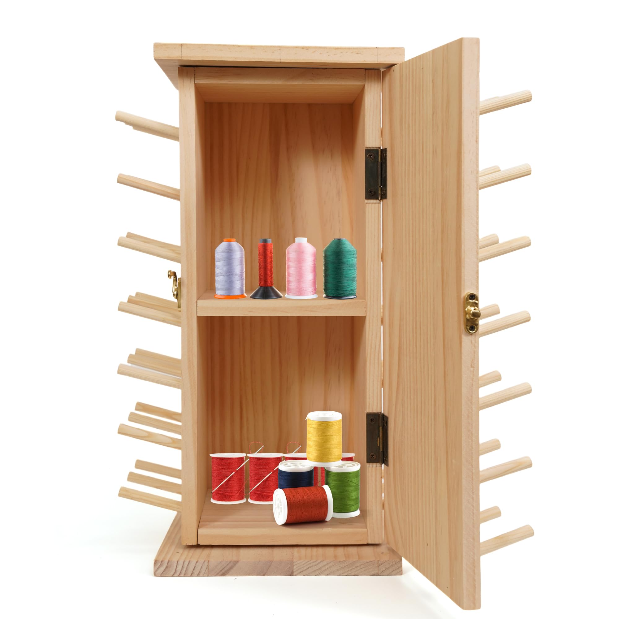 360° Fully Rotating Wooden Thread Holder，Embroidery Thread Organizer，Thread Rack for Sewing with 84 Spools，Thread Braiding Holder Storage for Quilting, Embroidery，Hair-braiding and Jewelry